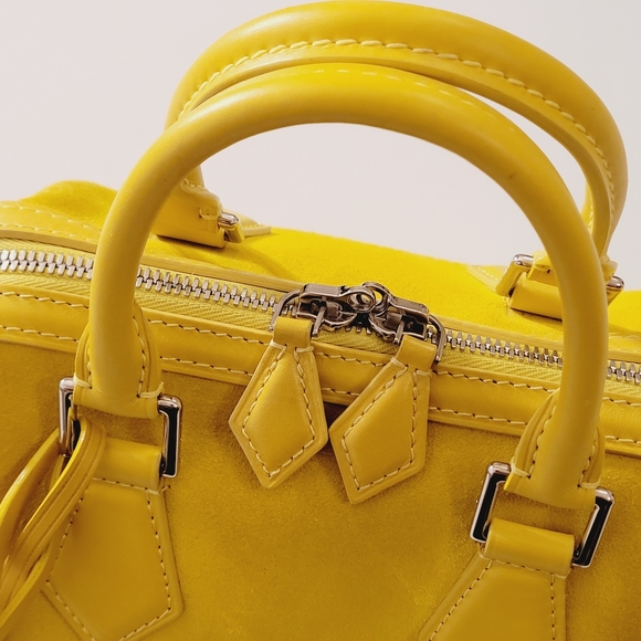 LOUIS VUITTON Speedy 20 Cube Illusion Fleur Yellow Suede pre owned - Picture 6 of 16